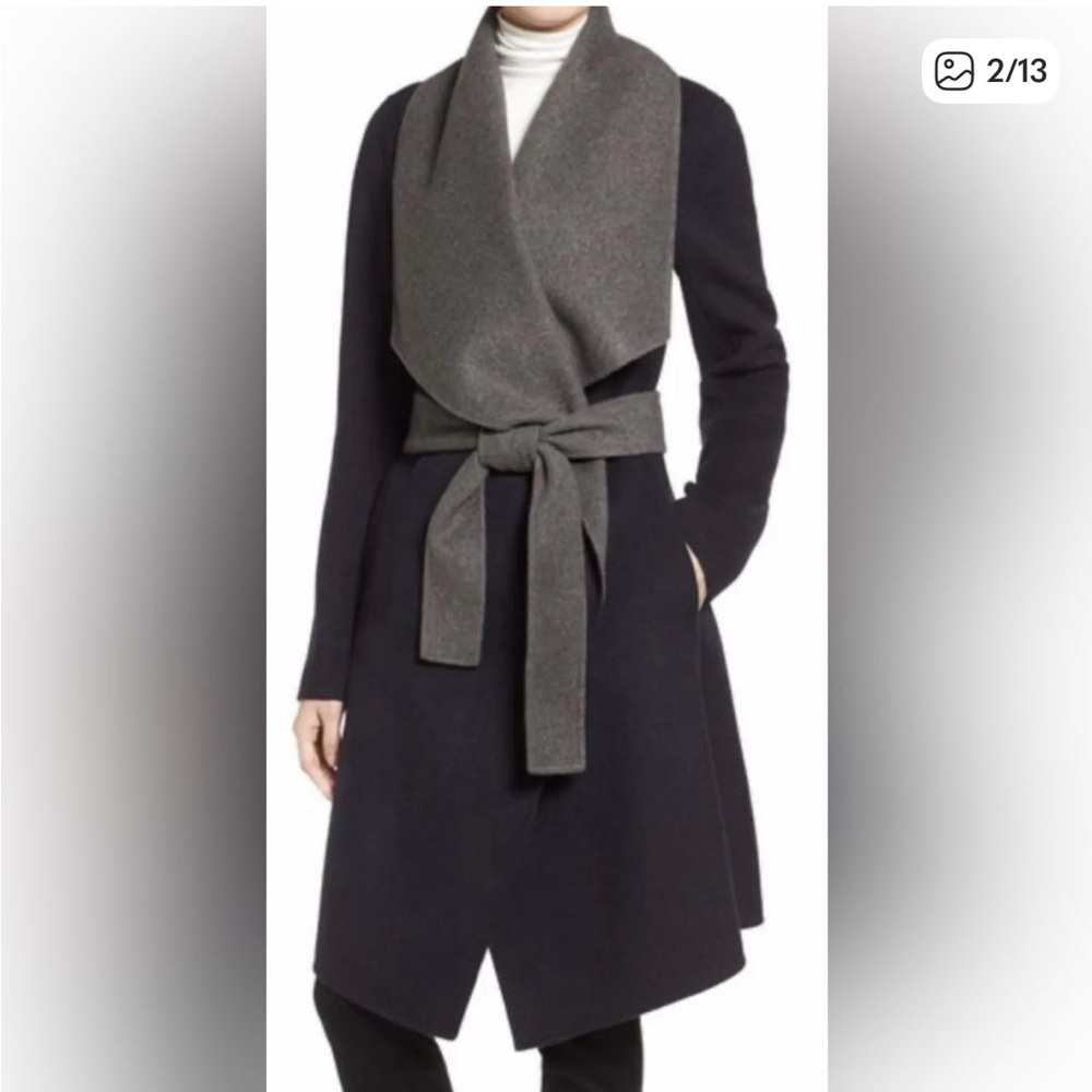 Diane Von Furstenberg Black and Gray Pea Coat - Picture 2 of 5